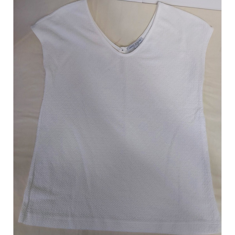 Green Envelope Women's Size Medium White Tank Top Back Button Made In USA